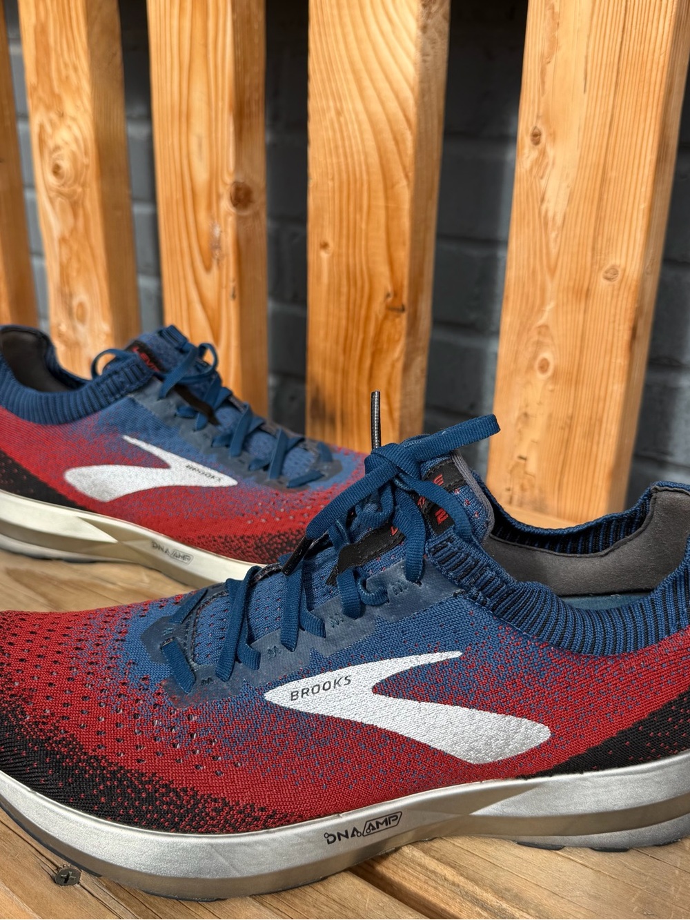 Brooks Knit Running Shoes - Navy, Red & White Accent
